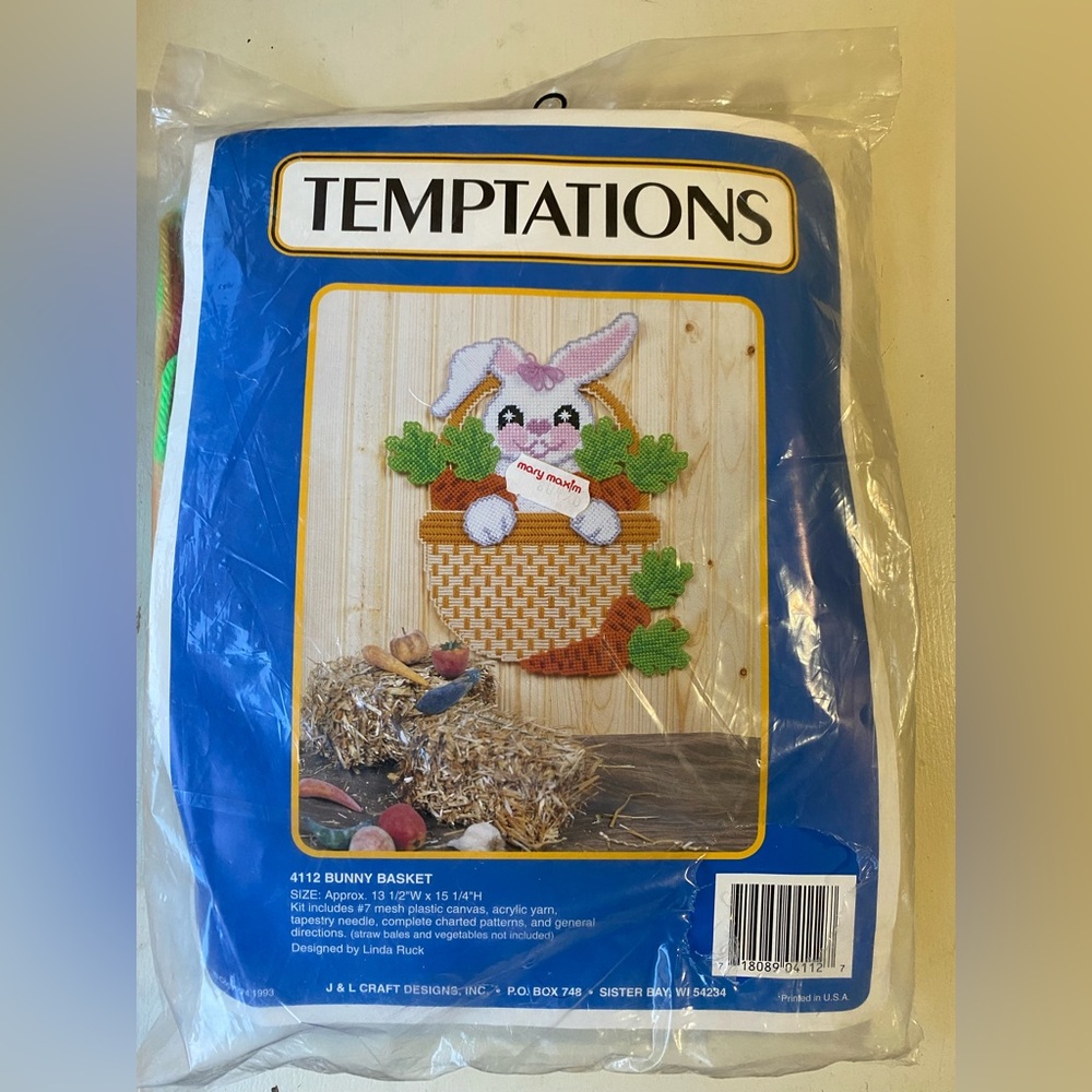 Temptations Bunny Basket Wall Art - Pink and Green